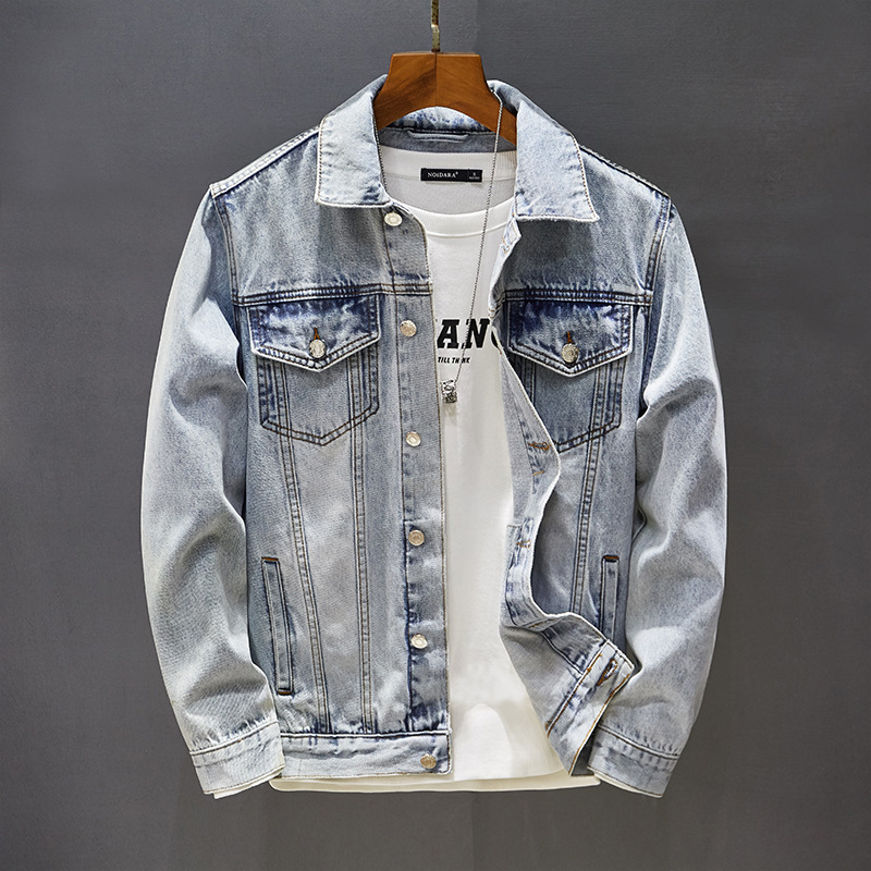 2023 primavera Vintage bordado Denim abrigo marca de moda de los hombres slim fit Primavera y Otoño Nueva chaqueta de la chaqueta de una sola pieza de entrega