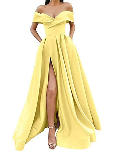 summer sexy elegant solid color bridesmaid dress