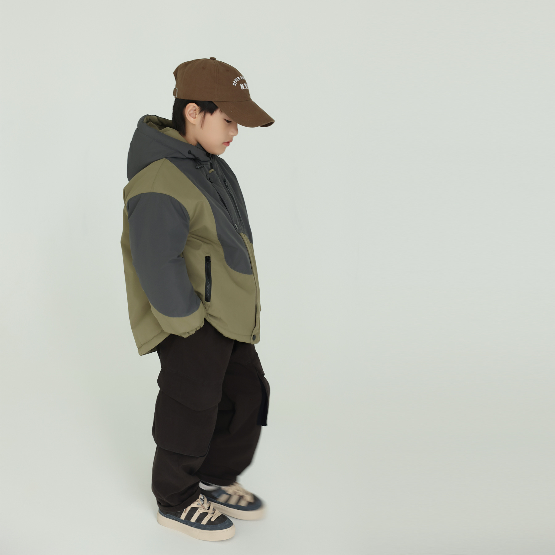 Winter Products For Boys,Stylish Hong Kong Style Thickened Hooded Jacket,Children's Color Matching Jacket,Warm Cotton Jacket,y