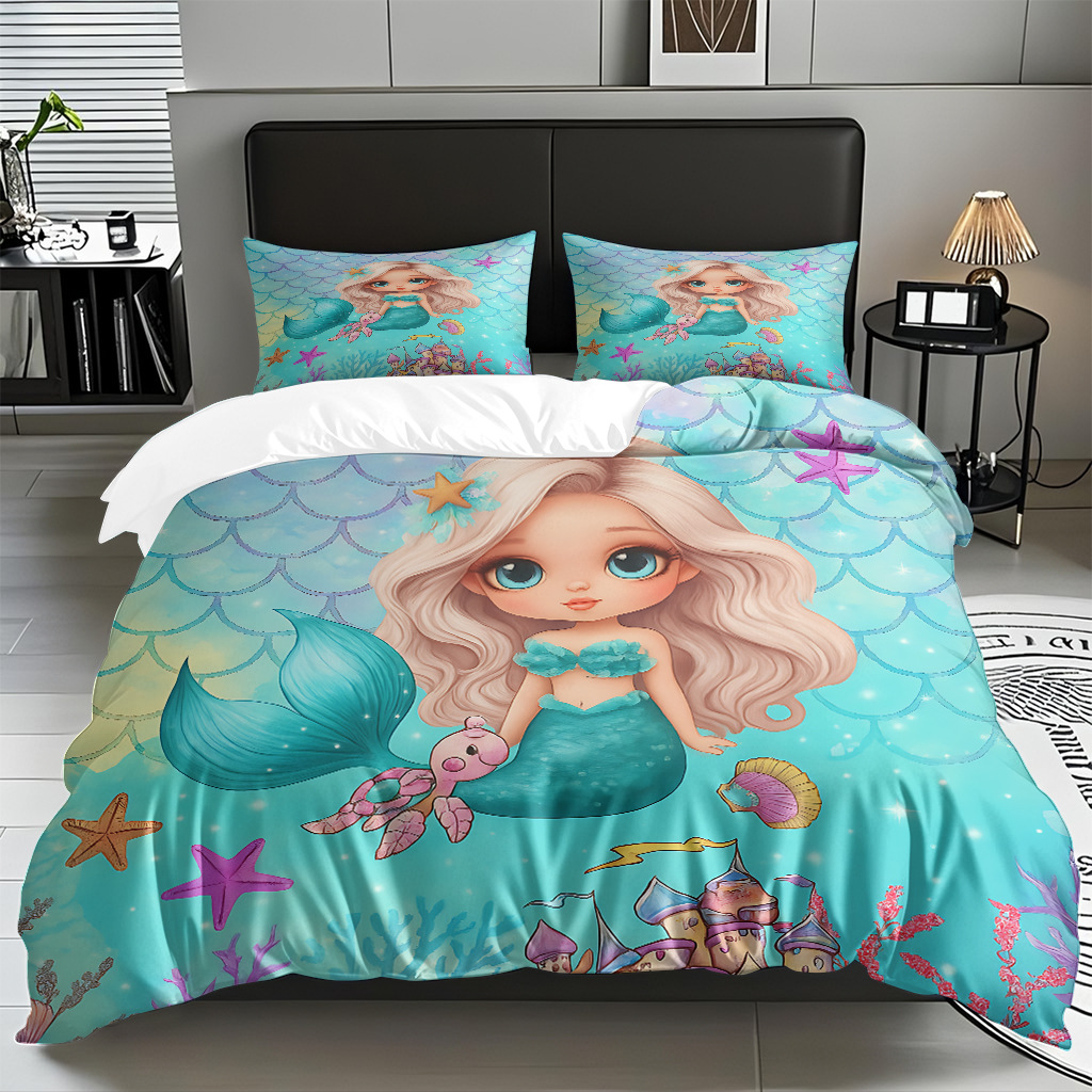 TEMU / JIT transfronterizo dibujos animados sirena digital impresión quilt kit fuente fábrica directa