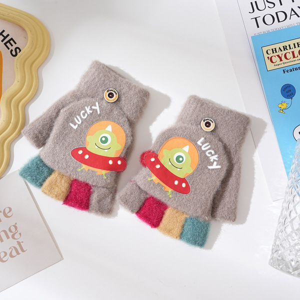 Children's cartoon keep warm cute winter knitted gloves for boys