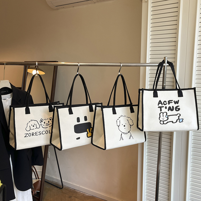 动画托特包女大容量包包2025新款潮卡通手拎包购物袋单肩包帆布包