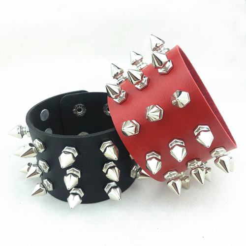 European and American fashion hip-hop sharp rivets 3 rows of domineering trendy punk couple bracelets accessories bracelets