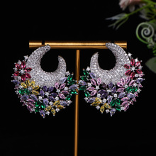 奢华大气速卖通跨境新款款欧美时尚满锆石耳环女超闪百搭气质耳饰