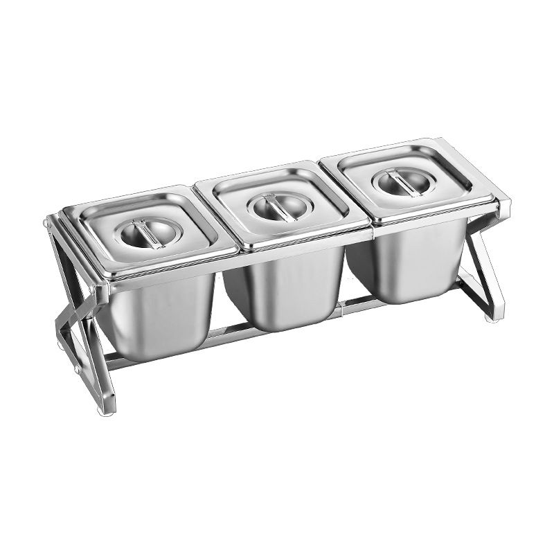1/6 acero inoxidable que sirve olla estante traje leche té material mermelada telescópica rack sirviendo caja compartimiento comercial condimento caja
