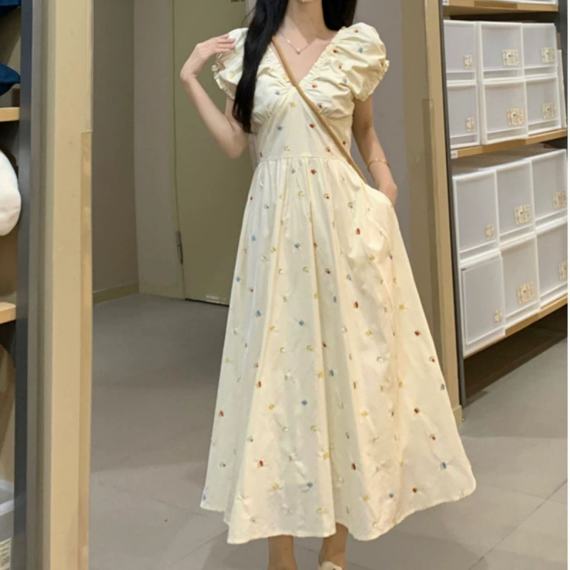 Летняя новая стильная длинная юбка с завышенной талией, красочное милое платье с воротником в горошек для женщин