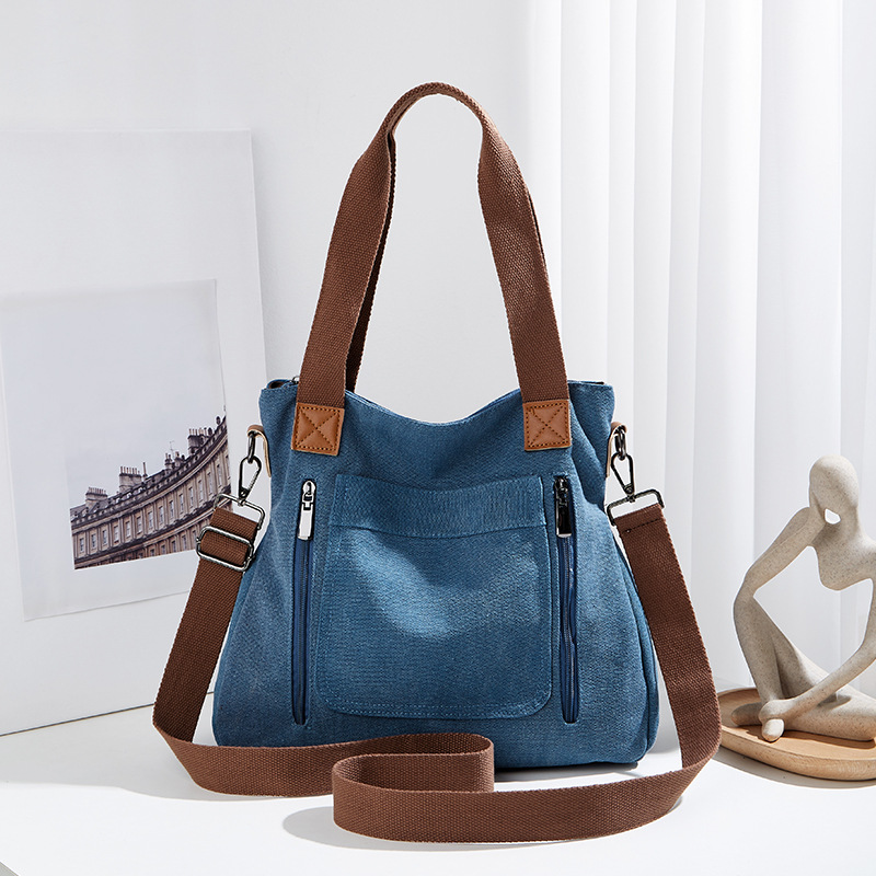 Bolso Tote de Hombro para Mujer de Lona de Gran Capacidad con Cierre para Uso Diario image 8