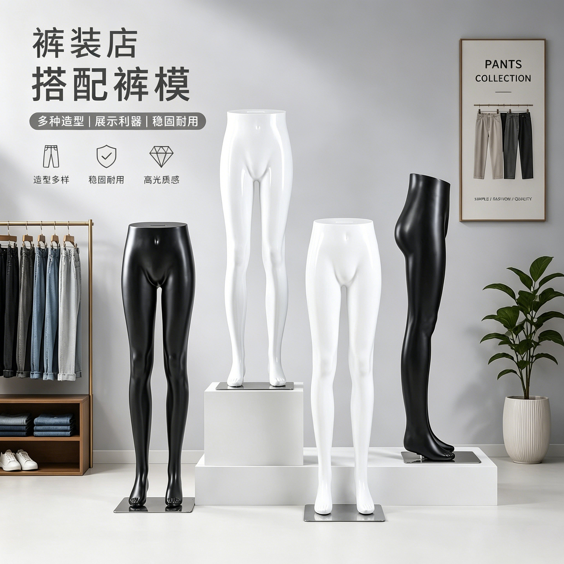 Modelo de pantalones, modelo de piernas, pantalones