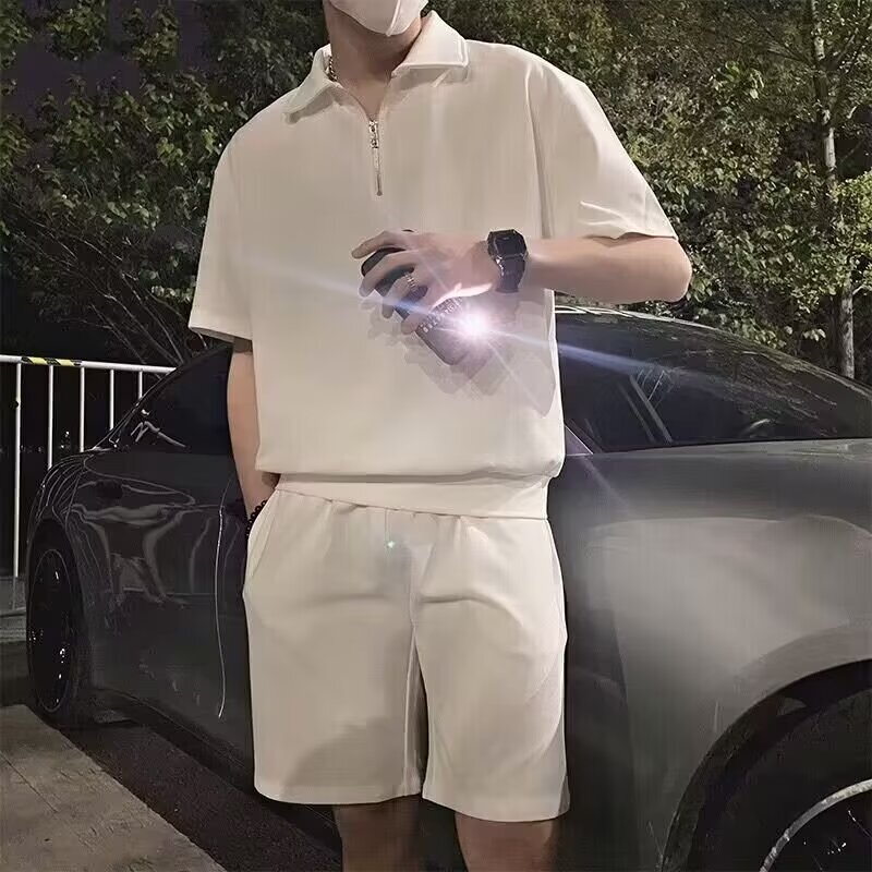 Men's Casual Sports suit High-end Men's Casual suit 2025 New Fashion Brand Short-sleeved POLO Shirt Sports