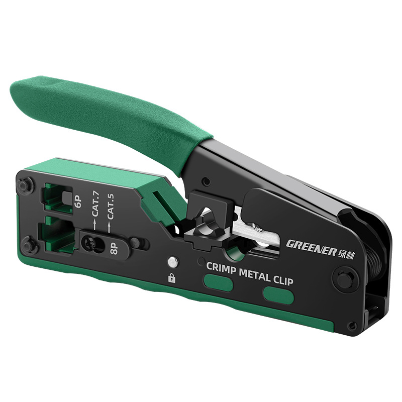 Green Forest Network Professional Line Pressing Clamp Super Clase 7 a Clase 5 Complete Compatible Crystal Head End Herramienta de doble propósito