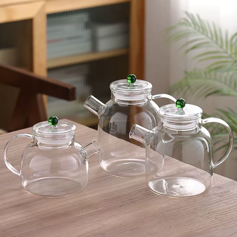 Glass capacious teapot for home use, high quality fruit tea, increased thickness