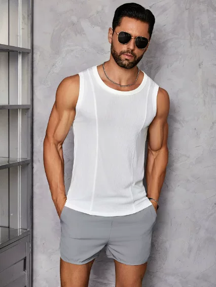 Combed Texture Big Vest Men's Summer Sports Leisure Fitness Clothing Training Clothing Quick-drying Waistcoat Sleeveless T-shirt