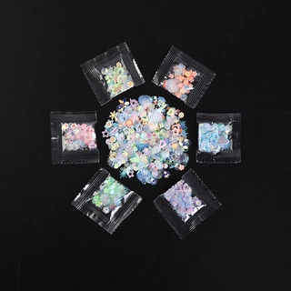 夜光DIY五角星人鱼姬幻彩贝壳雪花亮片软陶多款混合填充滴胶配件