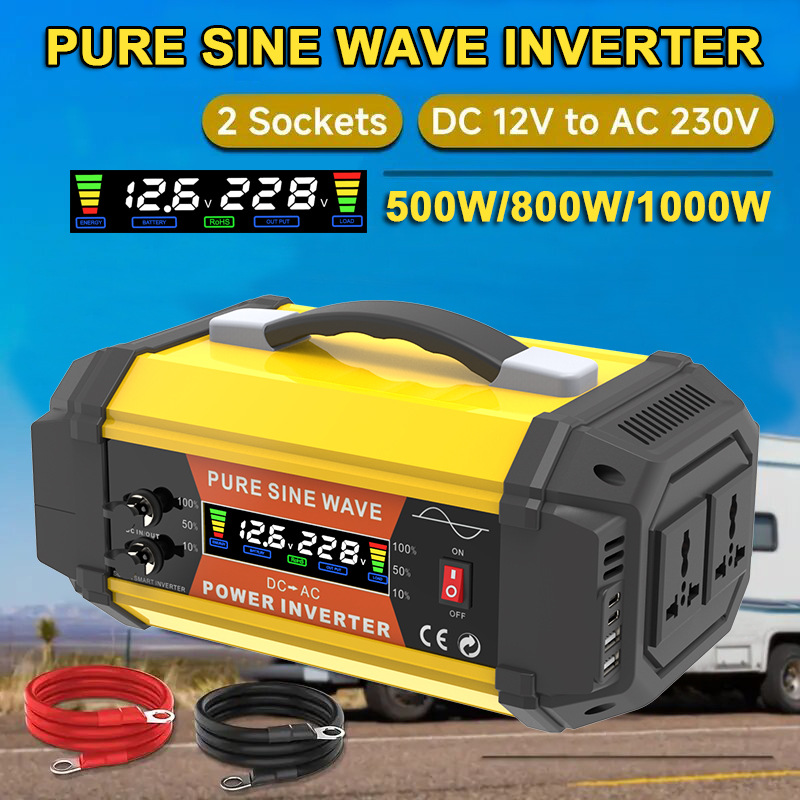 Pure sine wave inverter with dual AC sockets USB fast charging TYPEC car power converter foreign trade cross-border