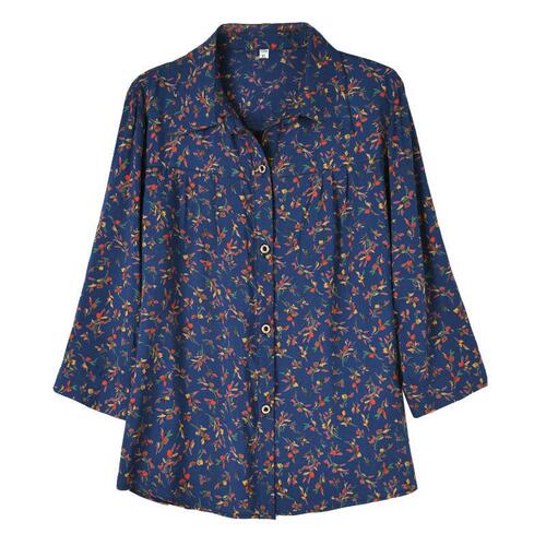 2026 middle-aged and elderly cotton silk shirt, women's long-sleeved, mom's artificial cotton shirt, plus size spring and summer loose top