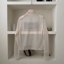 韩系洋气网纱打底衫女2025新款高品质米色均码灰色磨毛平板布