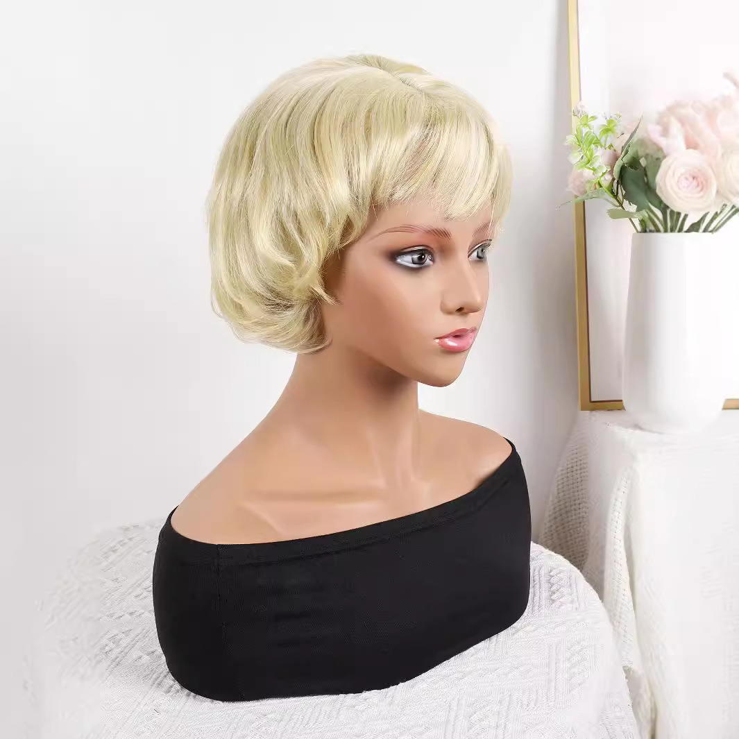 Cabeza de bob de fibra química al por mayor peluca de pelo de estudiante mecanismo de peluca cubierta de cabeza