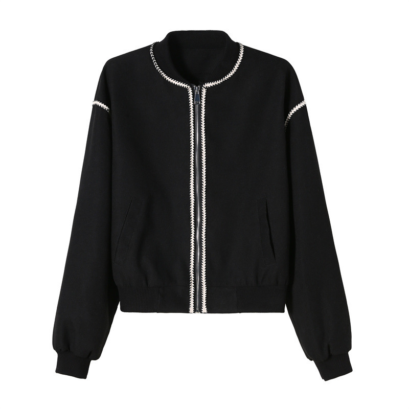 Retro short baseball uniform for women Autumn New Korean style versatile loose slimming jacket for women