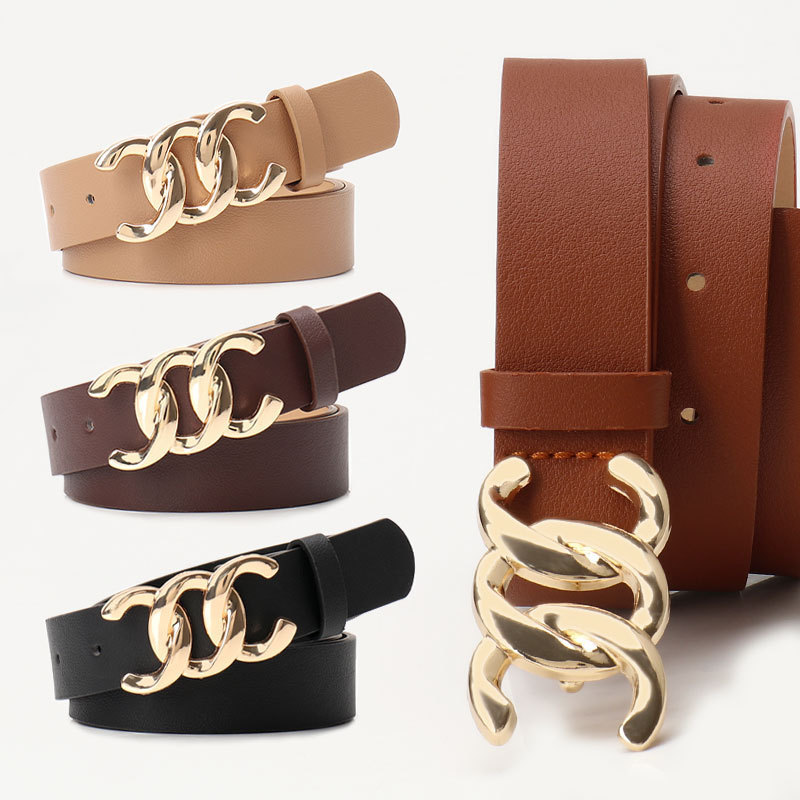 High-grade commuter style women's belt all-match jacket jeans decorative belt Maillard alloy plate buckle belt women