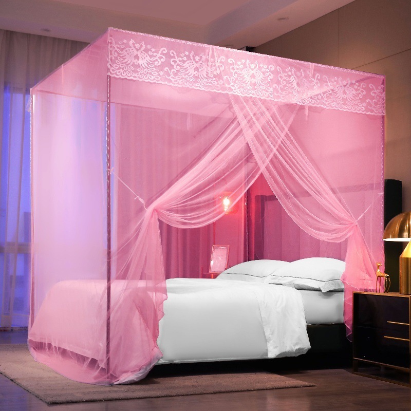 Mosquito Net for Home Use, Encrypted Old Style. Single Door with Bracket. Double Bed. Bracket Complete Set, Integrated Factory Direct Sale Package