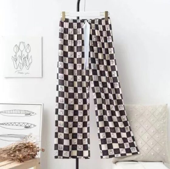 Summer Cotton Silk Women's Single Pajama Pants Wide Leg Pants Loose Thin Outer Wearing Comfortable Artificial Cotton plus size Floral for Pregnant Women