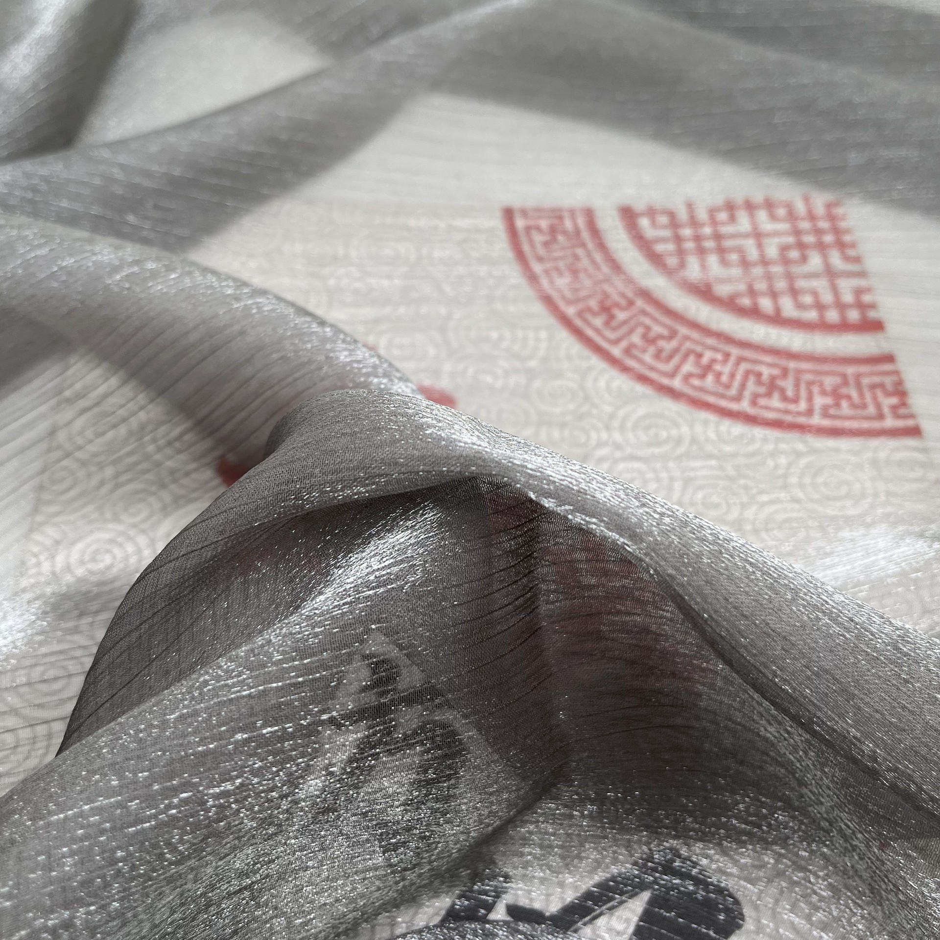 冰花陽離子紗 漢服亮光水波紋歐根紗布料 亮絲皺襦裙面料 紗古風