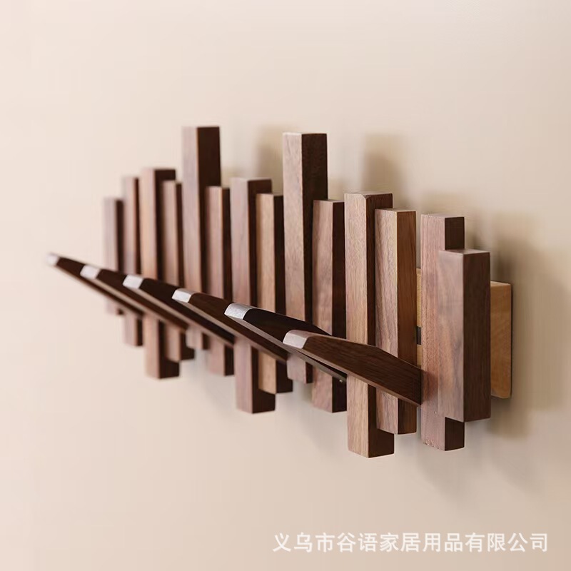 Solid Wood Coat Rack Piano Key Hook Adhesive Hook for Clothes and Hats Behind the Door Entryway Hook No-Drill Pegboard Storage