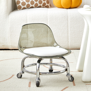 Acrylic universal wheel small stool silent pulley low stool movable wheeled backrest small chair with baby toddler stool