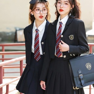 Women's winter and autumn student union suit formal wear kindergarten uniform waiter workwear British style suit pleated skirt three-piece suit