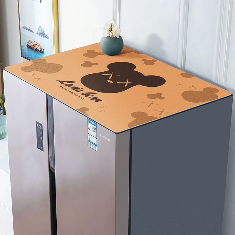 Cubierta del refrigerador simple tambor de tela lavadora cubierta de polvo horno de microondas imitación de cuero estera absorbente mesita de noche estera