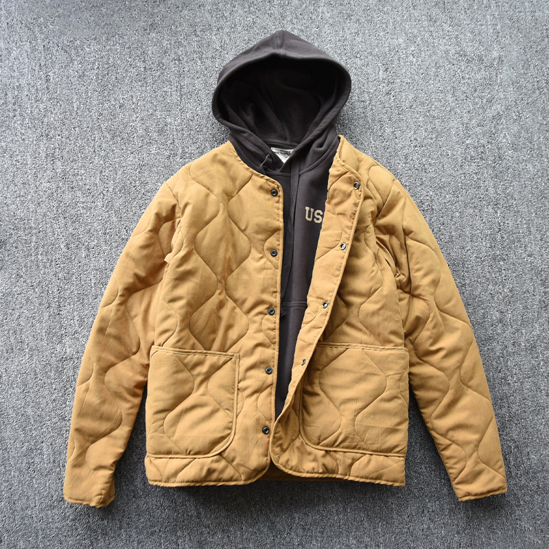 American Retro M65 Liner Jacket for Men and Women Ami Khaki Cotton Quilted Hunting Jacket Layered Warm Top