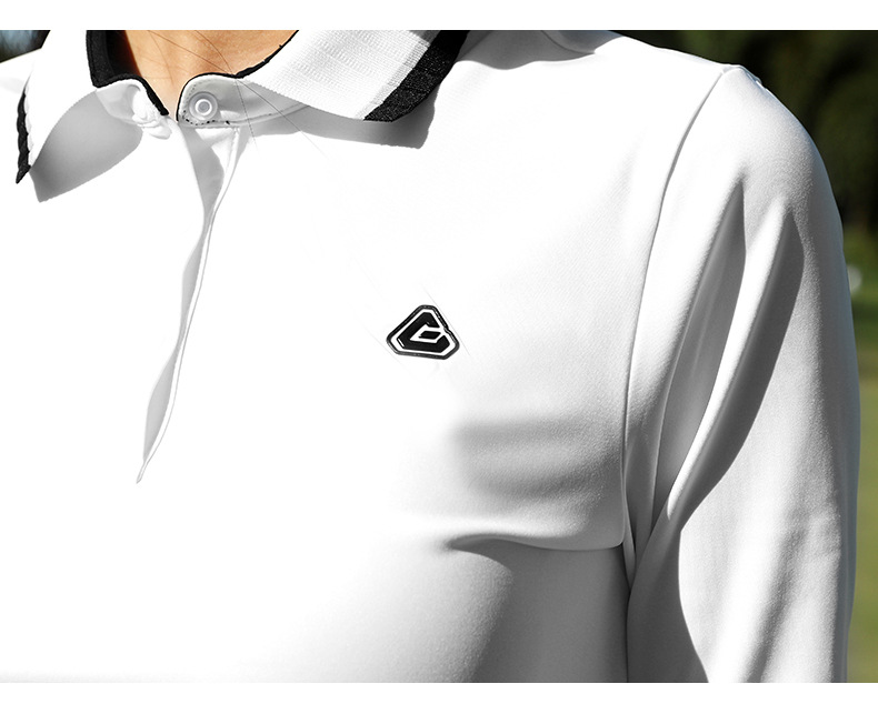 Áo thun dài tay golf nữ PGM cổ sườn ôm eo — YF744 [Cổ sườn có màu/vải co giãn] Áo sơ mi POLO màu trắng chi tiết 9