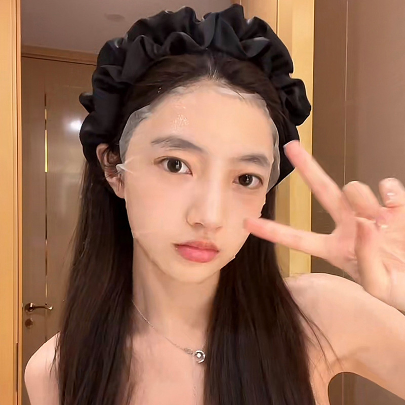 宋仁何同款防滑发带女黑色褶皱发箍敷面膜专用洗脸高颅顶头箍新款|undefined