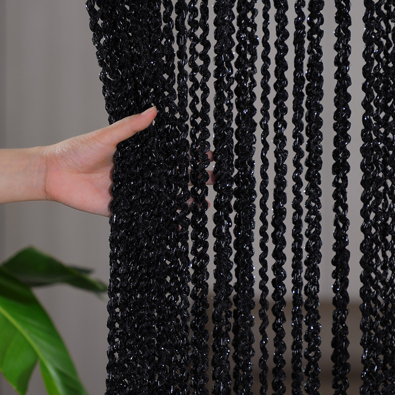 European-Style Thickened Threaded Curtain with Fine Silver Thread, Decorative Door Curtain, Hanging Curtain, Tassel Curtain, Partition Curtain, Finished Product