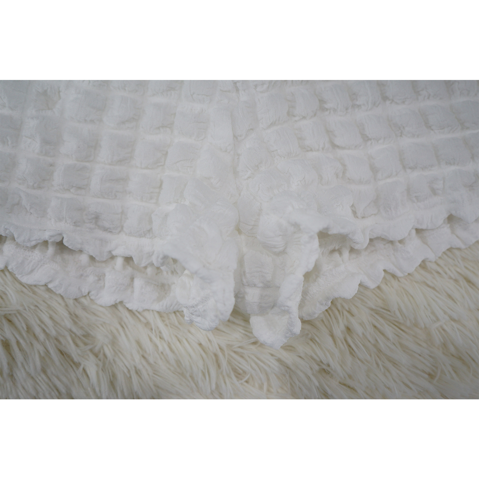 Women's Sleeveless Cropped Two Piece Set Bubble Popcorn Shorts_ecoleips.com