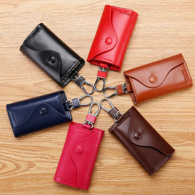 Korean Style Key Bag for Men, Genuine Leather Car Key Holder, Waist-Hanging Cowhide Multifunctional Zipper Key Pouch, Women's Key Case
