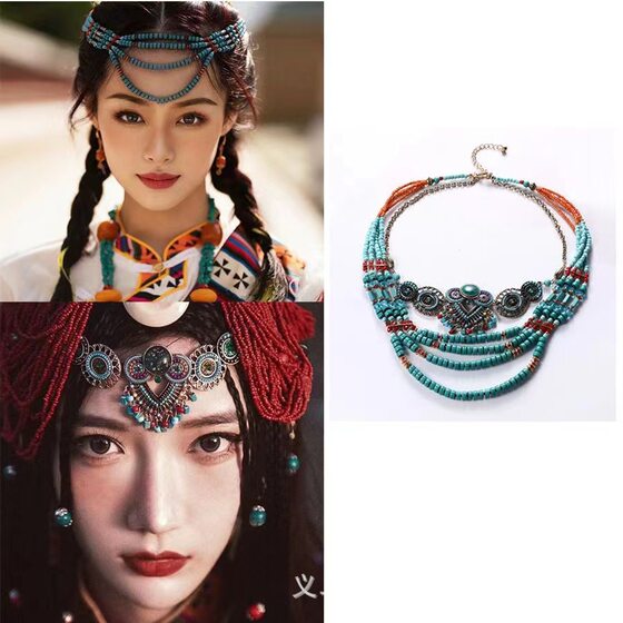 European and American national style Bohemian handmade beaded necklace short clavicle female exaggerated accessories manufacturers wholesale travel