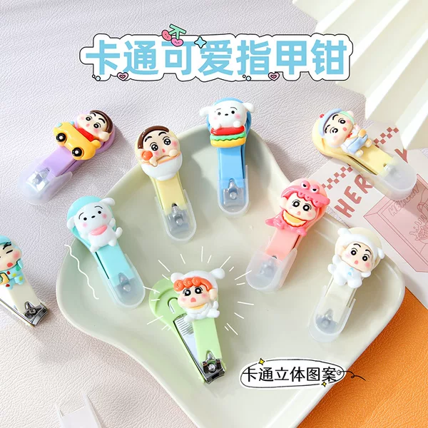 Cute Cartoon Shin-Chan Nail Clippers in Candy Colors, Portable Nail Clippers, High-Value Girly Manicure Tools Wholesale