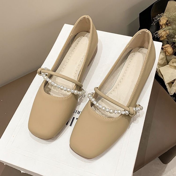 Modas francesas de estilo mary-zhen zapatos para mujeres 2026 nuevos zapatos suaves de perlas, zapatos planos ligeros antideslizantes y superficiales.