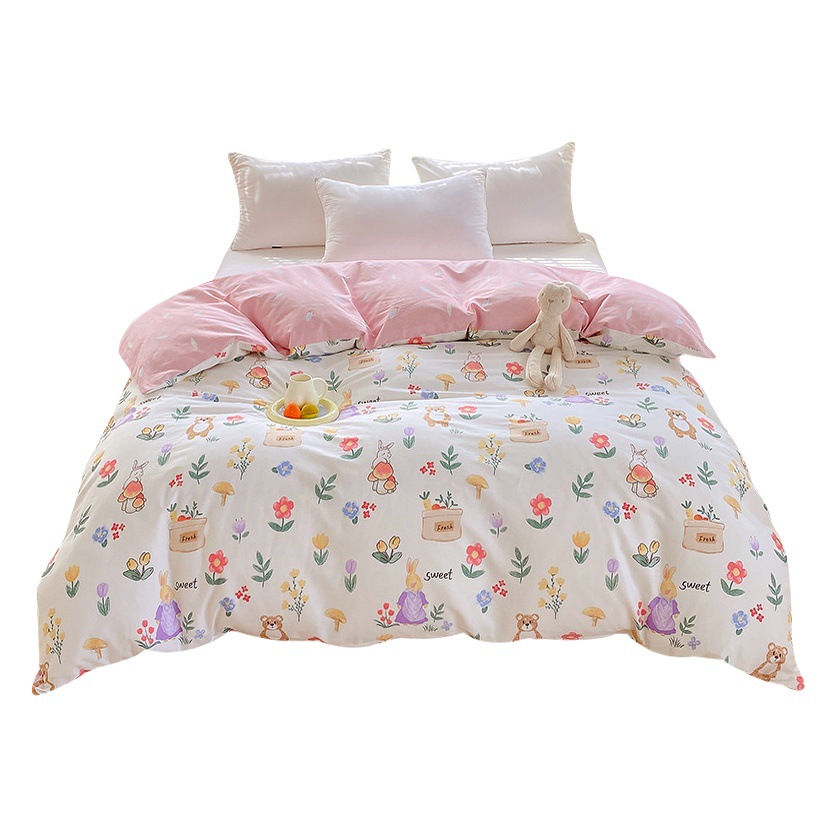 100% cotton quilt cover 100% cotton quilt cover single piece quilt cover student dormitory single double single quilt cover maternal and child four-piece set