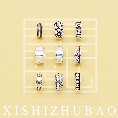 S925 sterling silver beads Thai Silver old ring plum blossom snake bone pattern closed ring spacer DIY silver jewelry accessories