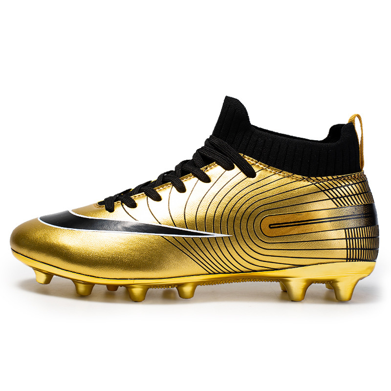 Local tyrant gold ag spike tf football shoes men's new high-top leather foot sports training shoes youth game football_voghion.com