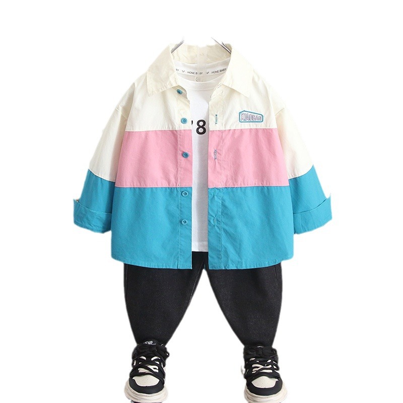 6265 Camisa de manga larga para niños Primavera y otoño 2025 Nuevo estilo Bebé guapo Ropa de otoño Camisa casual Camisa de otoño para niños