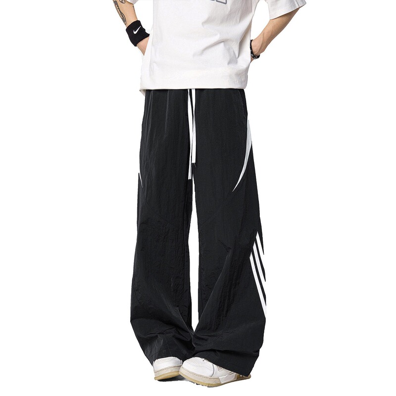 Striped Parachute Casual Pants for Men, Trendy New Versatile Loose Straight-Leg Summer Casual Comfortable Elastic Waist Long Pants Striped Parachute Casual Pants for Men, Trendy New Versatile Loose Straight-Leg Summer Casual Comfortable Elastic Waist Long Pants