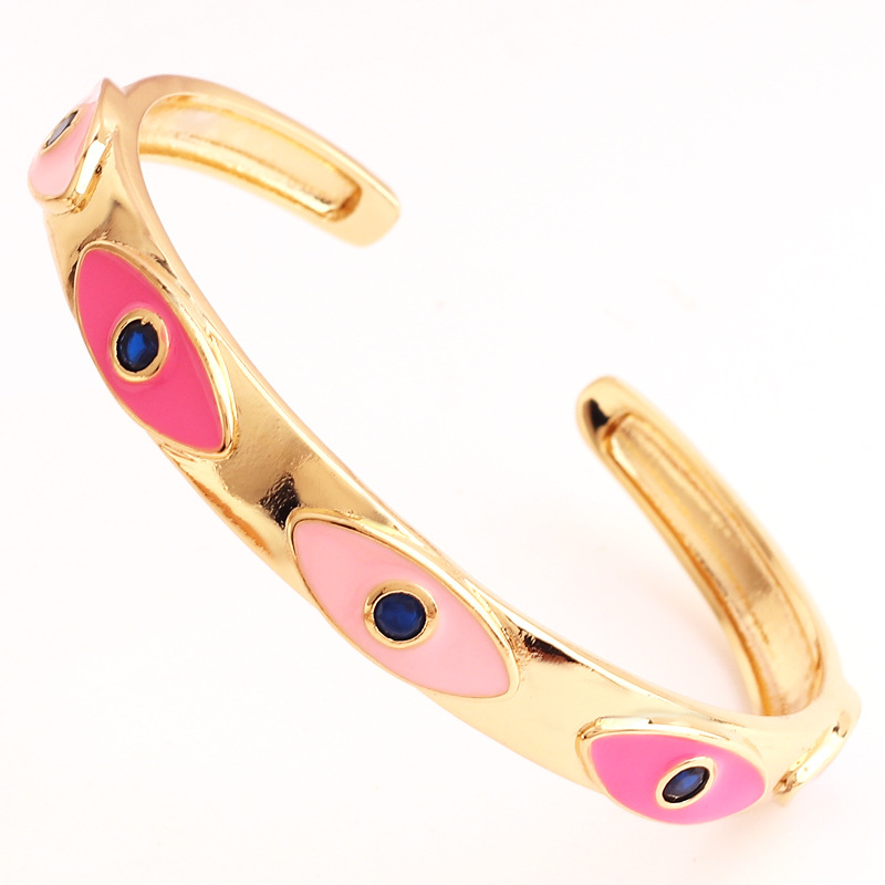 Fashion Eye Copper Enamel Plating Inlay Rhinestones Bangle 1 Piece