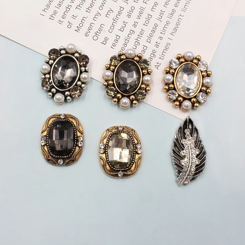 New vintage diy alloy jewelry accessories Diamond Pearl Flower buckle hole shoes headdress clothing bow material