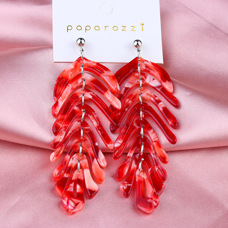 Fashion Leaves Arylic Tassel Womenu0027S Drop Earrings 1 Pair