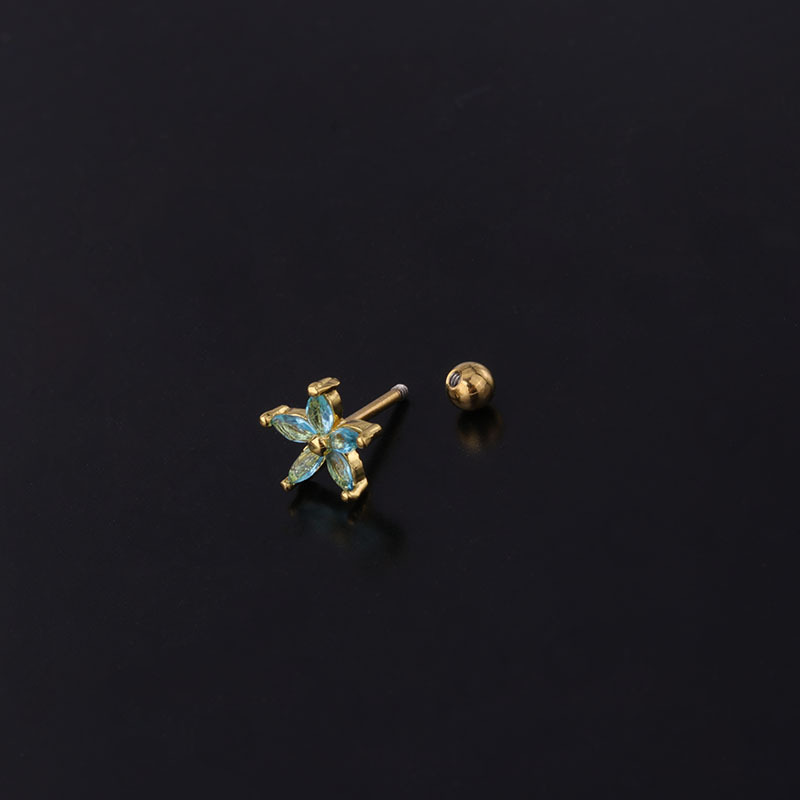 Ear Cartilage Rings & Studs Simple Style Flower Copper Plating Artificial Gemstones display picture 2