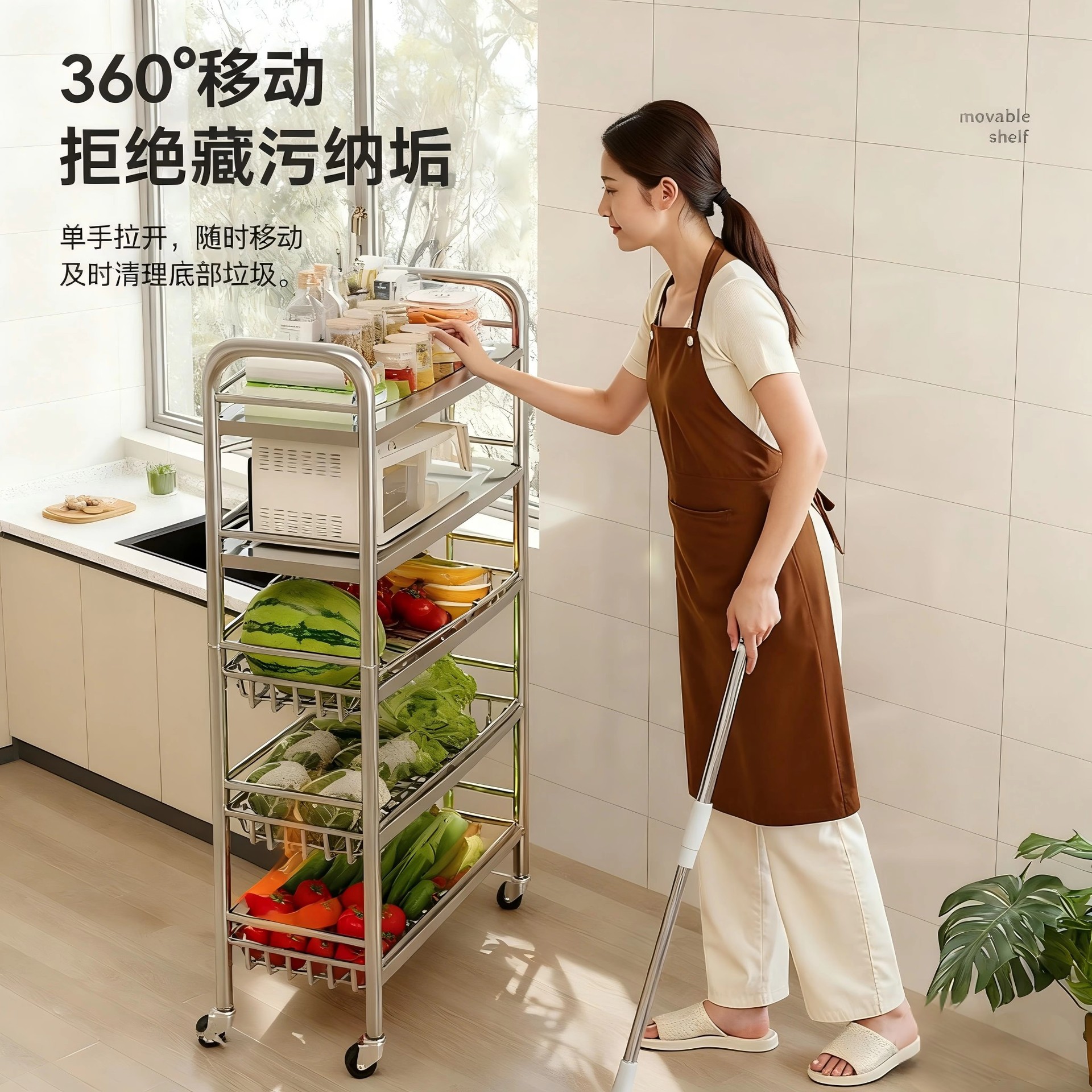 Estante de acero inoxidable de cocina estante de almacenamiento multifuncional de horno de microondas para horno de frutas y verduras multicapa estante pequeño
