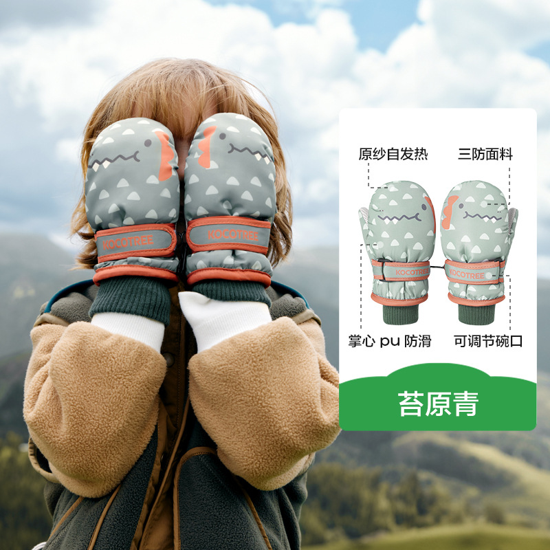 Guantes de árbol KK para niños niños niños niñas guantes de esquí de invierno bebés con terciopelo para jugar con nieve especial antideslizante impermeable